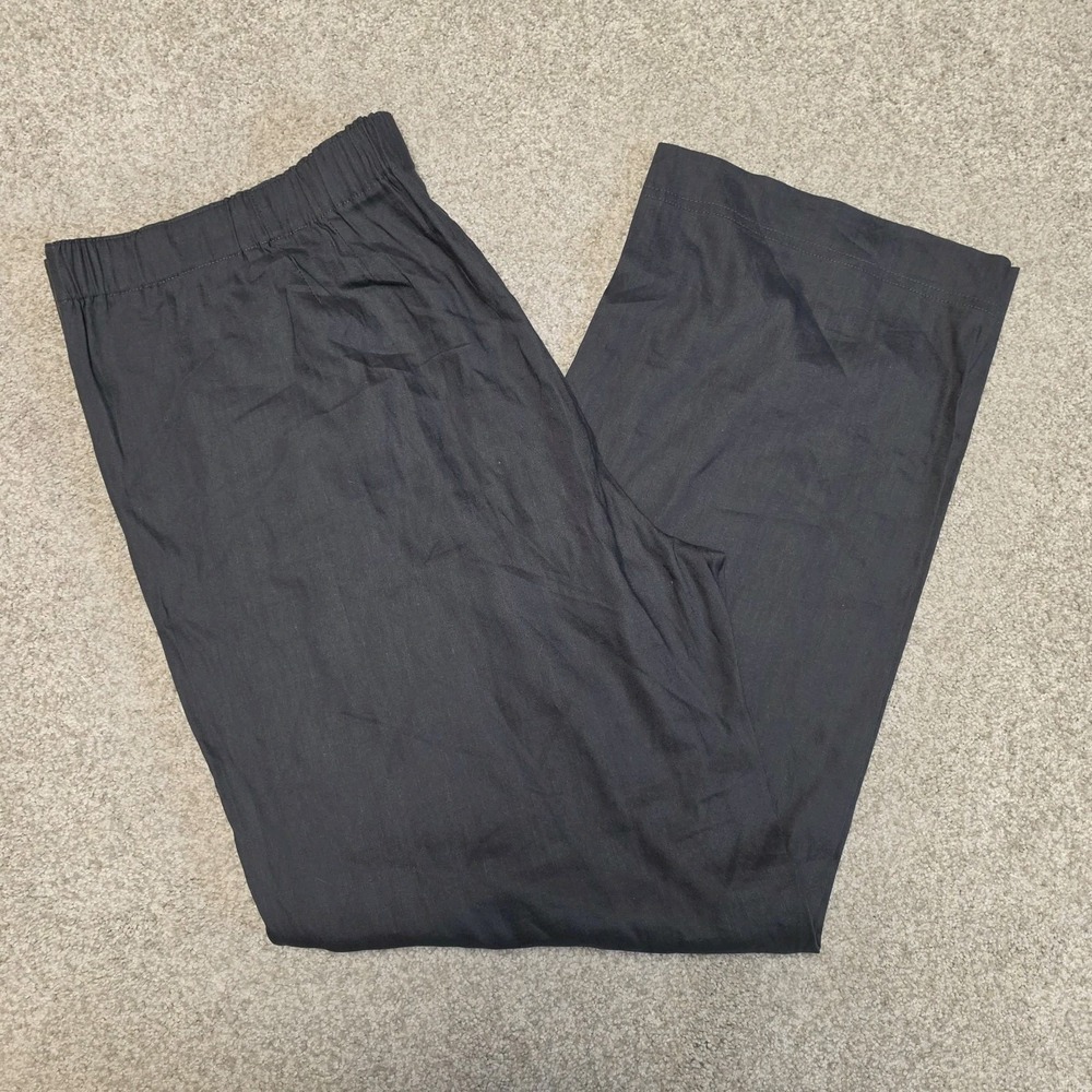 J Jill Pants Womens 18 Gray‎ Linen Blend Stretch Straight Leg Pull On Casual NWT